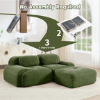 SoarFlash 81” Sectional Cloud Boneless Sofa Couches for Living Room-2 Seater L-Shaped Modern Lounge Couch-No Assembly Modular Corduroy Convertible Sponge Sleeper Sofas with Chaise for Home House,Green