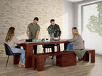 Transformer Table - Solid Wood Extendable Dining Table, Seats 2-12, Expandable Dining Room Table, Space-Saving Furniture, Kitchen and Dining Room Furniture (Red Oak, Table + Bench)