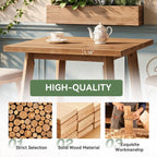 Solid Wood Bar Table, Farmhouse 31.5 Inch Square Counter Height Bistro Table with Footrest, Commercial Pub High Top Cocktail Furniture for Restaurant Cafe Bar, Brown