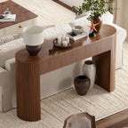 55 Inch Console Table with 2 Drawers, Fluted Entryway Tables with Storage, Sofa Table Behind The Couch, Hallway Tables, Mid-Century Modern Foyer Table for Entryway, Hallway, Living Room, Walnut