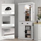 HOMCOM 71" Kitchen Pantry Cabinet with LED Motion Sensor Light, Tall Storage Cabinet with 6 Door Shelves, Drawer & Adjustable Shelves, for Living & Dining Room, White