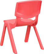 EMMA + OLIVER 4 Pack Red Plastic Stackable School Chair with 10.5" H Seat, Preschool Chair