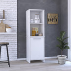 17.7" D*15.7" W*59.3" H Corner Freestanding Storage Cabinet with 2 Shelves, Lower Single Door with Gray Door Handle, Rectangular Kitchen Pantry, Modern, for Living Room, Dining Room, White