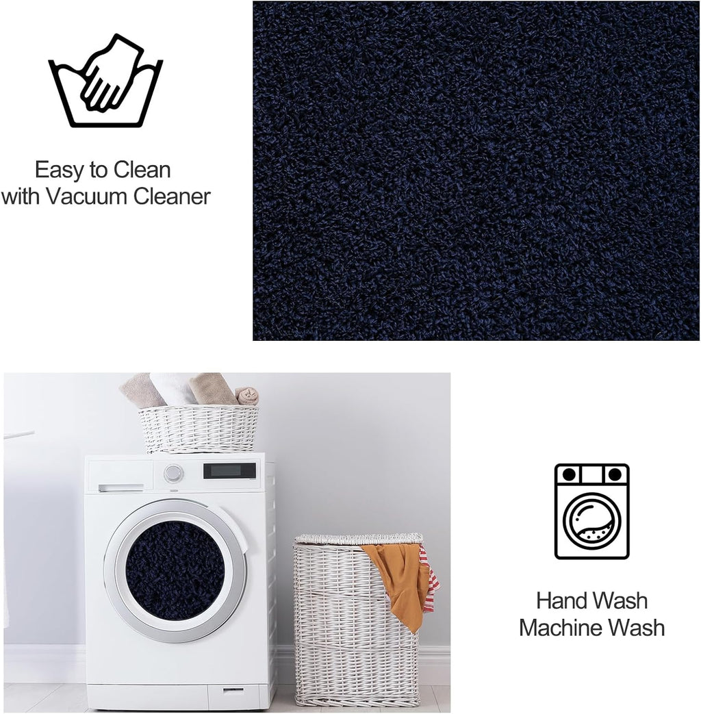 FlyDOIT Area Rugs for Bedroom Living Room, 4x6 Navy Blue Super Soft Comfy Thickened Memory-Foam Indoor Carpets, Modern Aesthetic Minimalist Carpet for Boys Girls Adults Apartment Nursery Home Décor