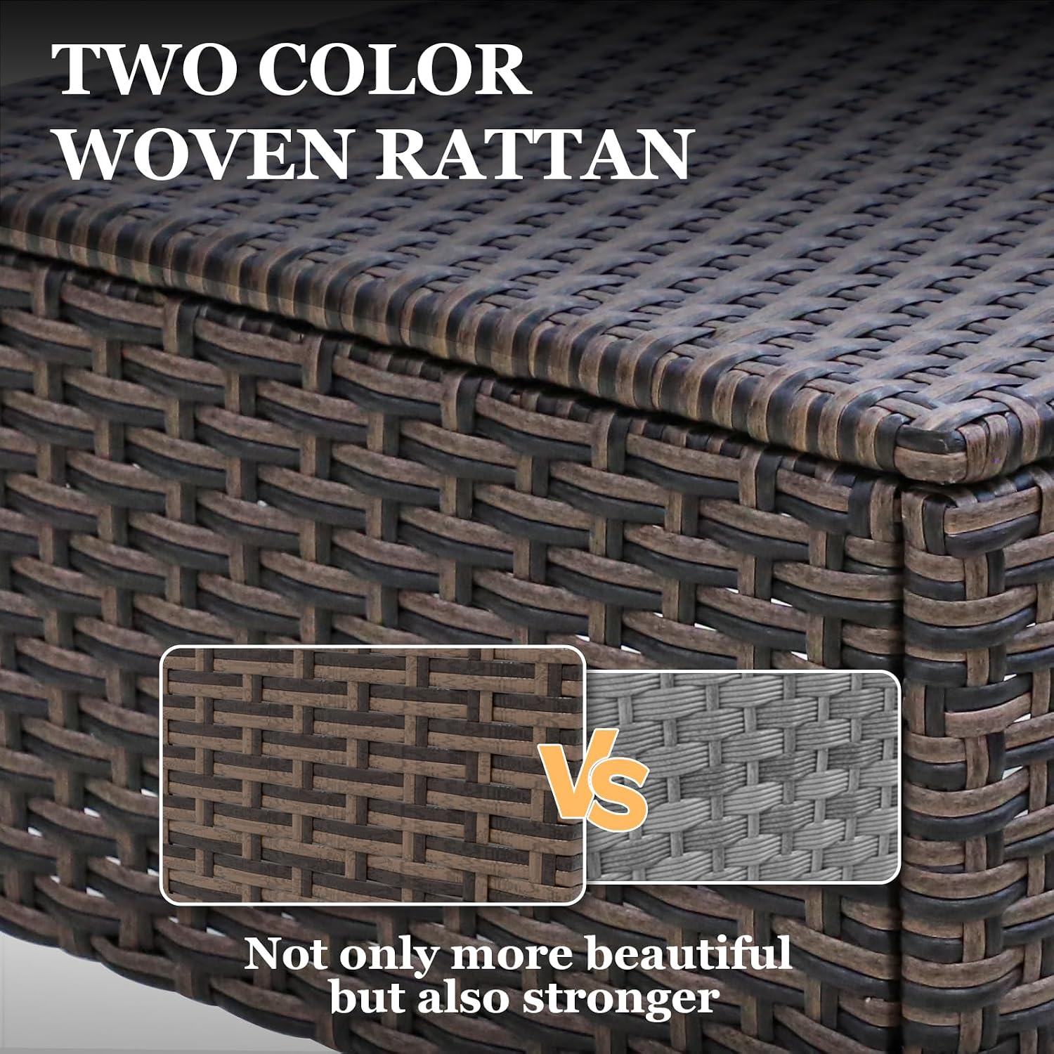 EAGLE PEAK Ocean Vista 2 Piece Wicker Patio Ottoman Set Weather-Resistant Cushions for Patio Deck Backyard Poolside, Beige