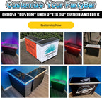 PartyLife Custom Premium Portable Bar Table w/LED Lights, Wireless Remote, Folding Legs, Black Fabric Bar Skirt, 2 Storage Shelves & 2 Carrying Bags | Commercial Grade | Strong & Sturdy