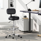SUPERJARE Drafting Chair with Back, Adjustable Foot Rest Rolling Stool, Multi-Purpose Office Desk Chair, Thick Seat Cushion for Home Bar Kitchen Shop - Black