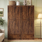 Giantex 72" Tall Kitchen Pantry Cabinet, Farmhouse Wooden Cupboard w/ 2 Doors, Drawer & Adjustable Shelves, Freestanding Versatile Storage Cabinet for Dining Room Living Room Bathroom (Rustic Brown)