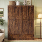 Giantex 72" Tall Kitchen Pantry Cabinet, Farmhouse Wooden Cupboard w/ 2 Doors, Drawer & Adjustable Shelves, Freestanding Versatile Storage Cabinet for Dining Room Living Room Bathroom (Rustic Brown)