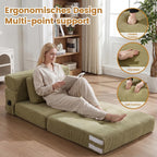 Folding Sofa Bed Convertible Sleeper Sofa with Pillow Modern Tufted Folding Couch Bed Lazy Chair Floor Futon for Living Room Bedroom Apartment Guest Room Green 32IN