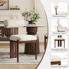 MALOL Modern Wooden Dining Chairs Set of 2, Upholstered Fabric Kitchen Chairs with Sculptural Backrest, Mid-Century Farmhouse Dining Room Chairs with Solid Wood Legs, Beige