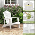 ORALNER Outdoor Adirondack Chair with Cup Holder, Plastic Resin Outdoor Deck Chair, 380 LBS Capacity, for Patio, Backyard, Porch, Balcony, Poolside, Garden, Lawn, Firepit (4, White)