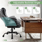 Ergonomic Office Chair with High Back, Comfy Desk Chair, Adjustable Executive Office Chair for Home Office, Big and Tall Computer Chair Heavy Duty, 360° Swivel, Faux Leather Black