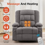 Rocker Recliner Chair with Heating and Kneading Massage for Adults,360°Swivel Rocker Recliner with Cup Holder and USB Charge Port for Living Room,Bedroom, Nursery