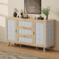 63" Large Farmhouse Storage Cabinet with 3 Drawers 2 Doors, Wood Buffet Sideboard Cabinet Coffee Bar for Kitchen, Living Room