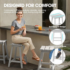 Ciokea 2 Set 24" Outdoor Bar Stools Heavy Duty HDPE Counter Height Bar Stools Weatherproof Patio Seats Modern Waterproof BarStools for Bar Deck Balcony Kitchen Counter Yard, White