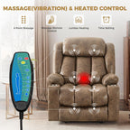 Oversized Power Lift Recliner Chair for Elderly, Big and Tall with Massage and Heating, Breathable Faux Leather with Metal Cup Holders, USB A&C Ports, Light Brown
