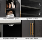 FORTUNETEC Sideboard Buffet Cabinet with Storage, Modern Accent Cabinet with Arched Doors & Shelf, 31.5" Modular Media Console, Minimalist Credenza for Living Room Kitchen Dining Room Entryway, Black