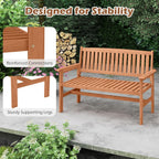 Tangkula Wooden Garden Bench, 2-Person Patio Loveseat with Slatted Backrest and Comfortable Armrests, Outdoor Bench for Porch, Backyard and Park, 530 lbs Weight Capacity