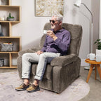 Lay Flat Sleeping Dual Motor Lift Recliner Chair with Massage and Heating for Elderly,Infinite Position Soft Fabric Power Electric Recliner Chair (Brown-180-Lay Flat-No Cup Holder)