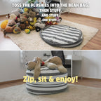 SMART WALLABY Stuffed Animal Storage Bean Bag Chair | 2 Sizes in 1 | 100% Cotton Washable Kids’ Plush Toys Organizer | XL to XXL Expandable Premium Soft Toys Pouf Royal Grey