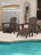 KINGYES Folding Adirondack Ottomans Set of 2 for Adirondack Chair, Coffee