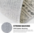 KUTA Washable Non-Slip Rugs for Entryway 2x3, Grey Moroccan Boho Small Area Rug, Ultra Soft Vintage Geometric Low-Pile Indoor Door Mat Floor Carpet for Indoor, Entrance, Kitchen, Bathroom, Bedroom
