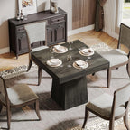 Tribesigns Square Dining Table for 4, 31.5-Inch Small Kitchen Table with Sturdy Pedestal Base, Farmhouse Dinner Table for Dining Room, Living Room, Kitchen (Gray)