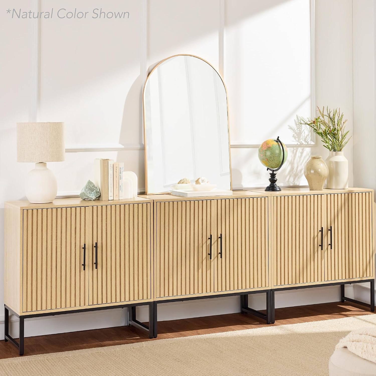 Best Choice Products Slatted Sideboard Buffet Cabinet, Entryway Table, Accent Storage Cabinet, Console Table for Hallway, Living Room, Dining Room – Black