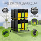 Folding Chair Rack Folding Chair Cart Storage Dolly with Wheels and Holder for Tables Includes Weatherproof Cover (84 Chair Capacity)