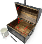 Nautical Cove Handmade Wooden Treasure Chest Storage Box – Deluxe Design with Real Leather Accents, Working Iron Lock & Skeleton Keys, Decorative Keepsake Chest (Large - 12 × 9 × 9")