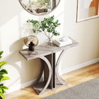 Giantex 40" Narrow Console Table, T-Shaped Entryway Table with Open Storage Shelve, Industrial Sofa Table Behind Couch, Modern Foyer Table, Accent Table for Living Room, Entrance, Hallway (Gray)