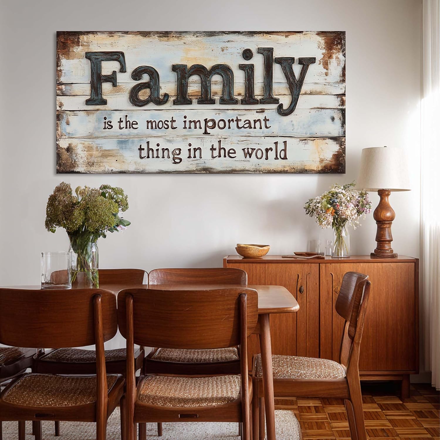 Ggaafet Retro Family Quotes Wall Art for Bedroom Canvas Painting Prints Family is the Most Important Thing in the World Rustic Farmhouse Art Deco Modern Artwork Office Kitchen Dining Room Decor
