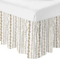 Brown Botanical Bed Skirt King Size 18 Inch Drop, Adjustable & Elastic Wrap Around Bed Skirts Pleated Luxury Dust Ruffles for Twin Full Queen Cal King Base Bed, Summer Botanical Leaf Vertical Stripes
