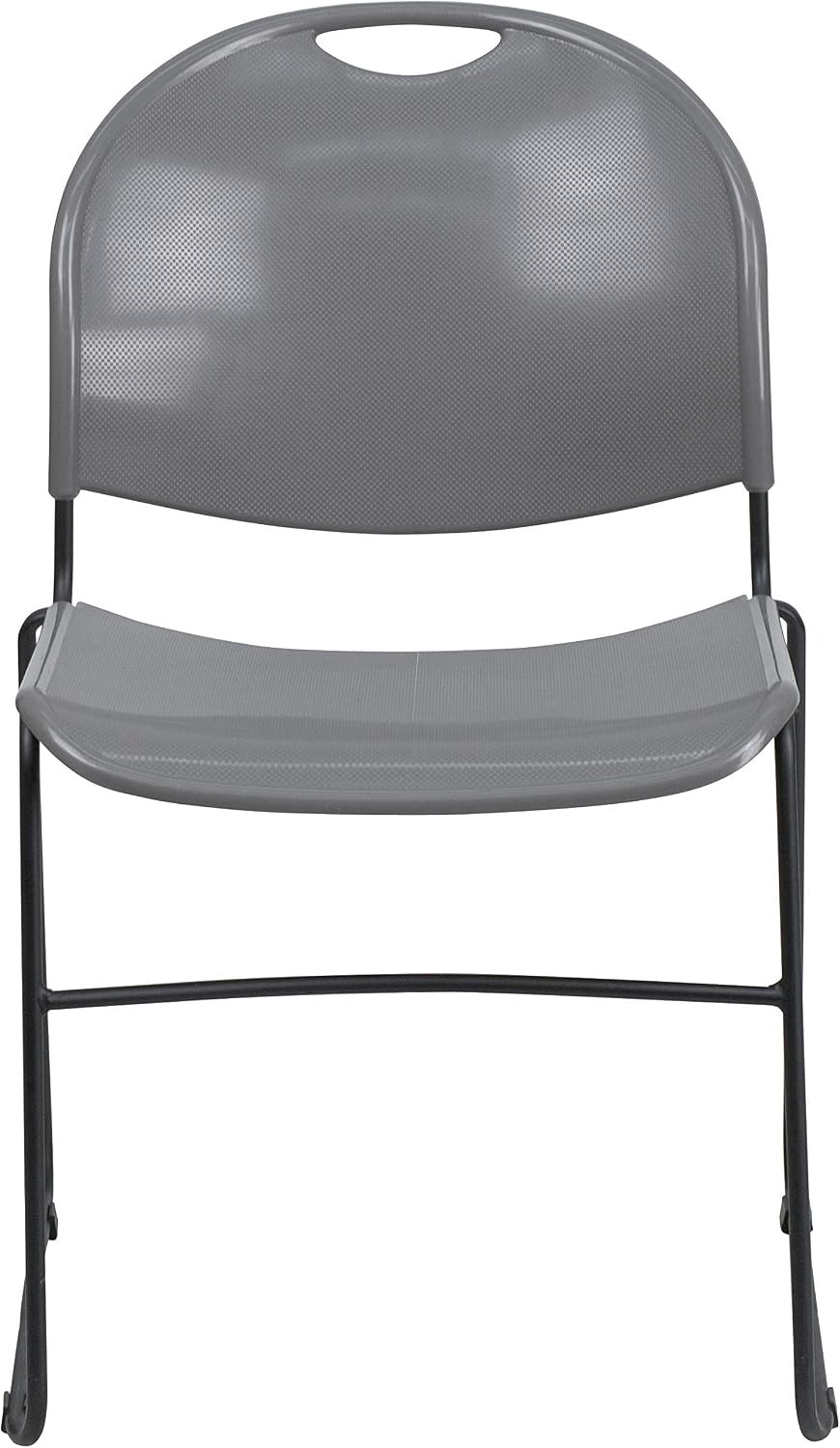 Flash Furniture 5 Pack HERCULES Series 880 lb. Capacity Gray Ultra-Compact Stack Chair with Black Powder Coated Frame