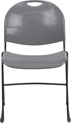 Flash Furniture 5 Pack HERCULES Series 880 lb. Capacity Gray Ultra-Compact Stack Chair with Black Powder Coated Frame