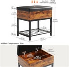 Small Shoe Storage Bench with Padded Seat, Vintage Brown Leather Top & Metal Frame Stool, Small Shoe Rack for Kids, Waterproof Durable Hallway Seat