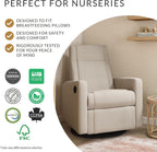 Jaymar Nelly Modern Nursery Glider Recliner Chair – Cozy Nursing Chair with 360° Swivel for New Parents, Gentle Motion, Compact Design, Lumbar Support – Made in Canada (Vanilla/Beyond Sheep Fabric)