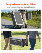 VEVOR Storage Trunk, Set of 2, Wooden Suitcase Storage Boxes with Padlocks, Large Trunk Includes Casters and 3 Metal Handles, Decorative Store Chest with Lids for Travel, Apartment, Dorm, Gray