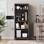 Farmhouse Pantry Cabinet, 71" Tall Wood Kitchen Storage Cabinet with 4 Doors & Adjustable Shelves, Large Freestanding Food Pantry Cupboard with Anti-Tip Kit for Kitchen, Dining Room, Living Room