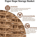 OIAHOMY Wicker Storage Basket with Lid & Lock, Lidded Storage Bins, Decorative Baskets for Organizing, Set of 2-Natural