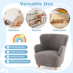 KOTEK Comfy Toddler Chair, Sherpa Kids Armchair with Rubber Wood Legs, Children Reading Chair for Boys & Girls, Upholstered Kids Sofa for Playroom Bedroom Nursery (Grey)