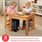 Melissa & Doug Solid Wood Kids Table and Chairs (2), Premium Quality Wooden Toddler Table and Chair Set for Kids Playroom Furniture & Montessori Classroom Furniture for Boys & Girls Ages 3+