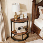 TooCust Half Round End Table for Living Room, 9.8" D x 19.7" W x 24" H, 2-Tier Small Half Circle Table with Storage Shelf, Half Moon Table with Metal Frame, Round Coffee Table for Couch, Bedroom