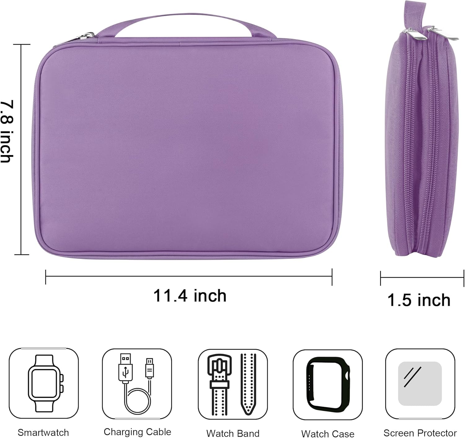Watch Band Case, Watch Band Storage Organizer Compatible with 35 Watch Bands and Accessories, Watch Straps Carrying Case, Watch Band Holder Fit for Most Sizes of Watch Straps, Purple