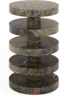 SAFAVIEH Couture Collection – Danny Green & Brown Stacked Round Marble Accent Table, Fully Assembled (SFV5766B)