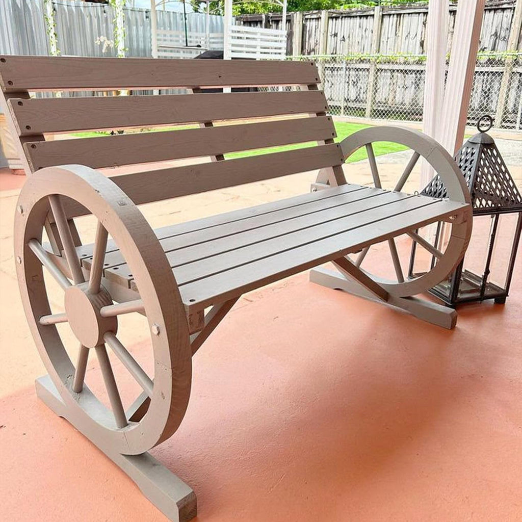 Wooden Wagon Wheel Bench