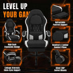 Shintenchi Gaming Chair, Ergonomic Office Chair with Footrest, Lumbar Support and Linkage Armrests, Swive Home Video Game Chairs for Adults, Black