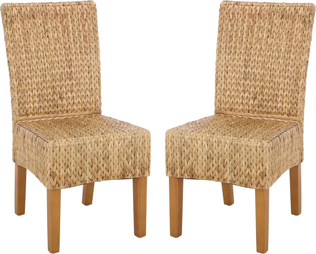 SAFAVIEH Furniture - Luz Dining Chair Set of 2 - Coastal Design - Natural & Honey Pine Solid Wood - Ideal for Dining Room, Kitchen, 18.5" Seat Height (SEA8016B-SET2)