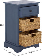 SAFAVIEH Furniture - Carrie 3-Shelf Side Table - Blue - Solid Wood - Farmhouse Tiered Design - Ideal for Living Room, Entryway, Home Office, 16" W x 13" D x 26" H - Fully Assembled (AMH5700K)